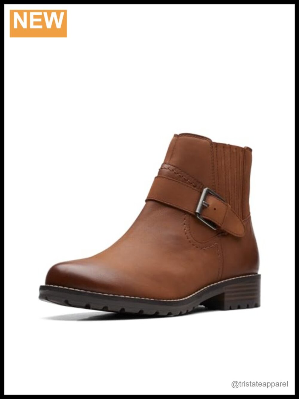 Clarks Leather Ankle Bootie Block Heel Zip